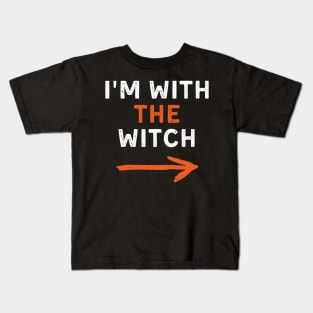 Mens I'm With The Witch Halloween Couple Matching Costume Funny Kids T-Shirt